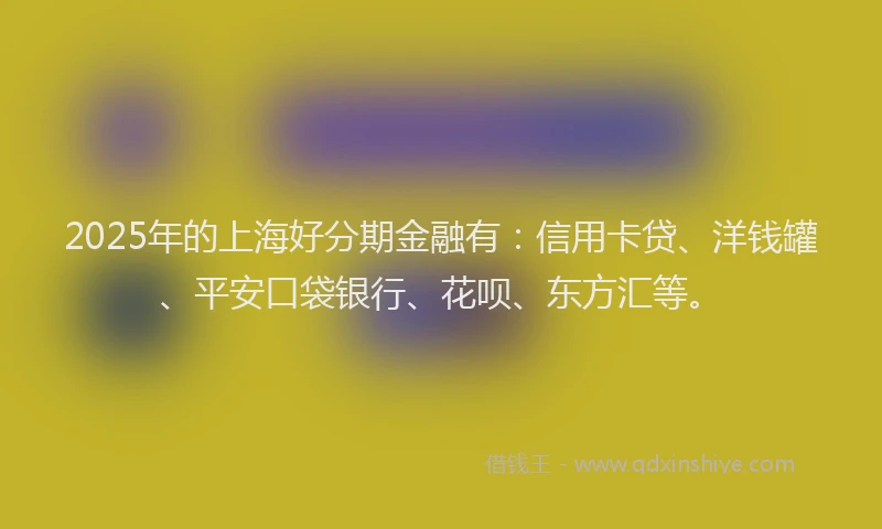 2025年的上海好分期金融有：信用卡贷、洋钱罐、平安口袋银行、花呗、东方汇等。