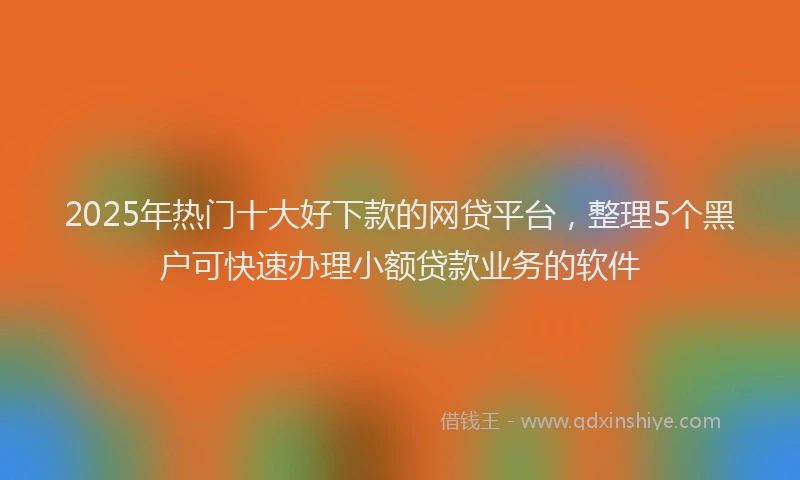 2025年热门十大好下款的网贷平台，整理5个黑户可快速办理小额贷款业务的软件