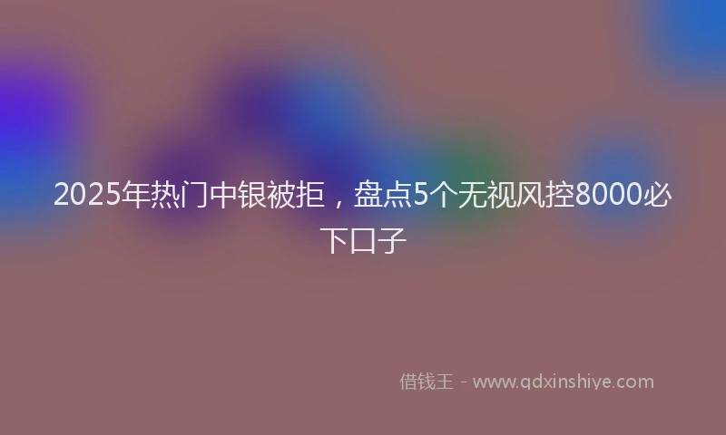 2025年热门中银被拒，盘点5个无视风控8000必下口子