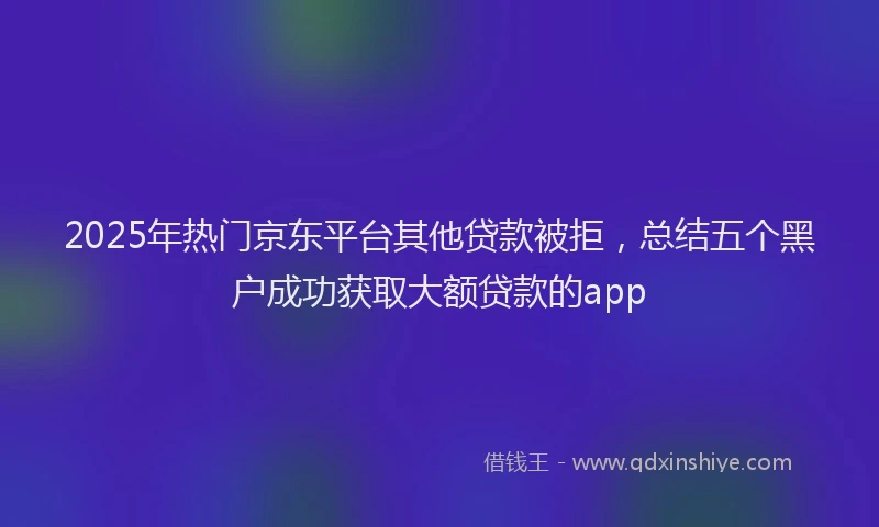 2025年热门京东平台其他贷款被拒，总结五个黑户成功获取大额贷款的app
