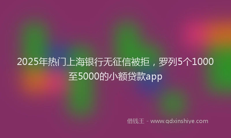 2025年热门上海银行无征信被拒，罗列5个1000至5000的小额贷款app