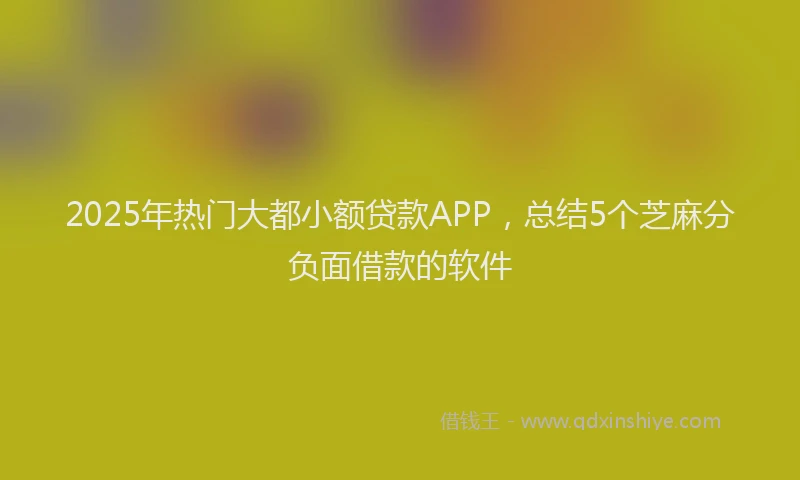 2025年热门大都小额贷款APP，总结5个芝麻分负面借款的软件