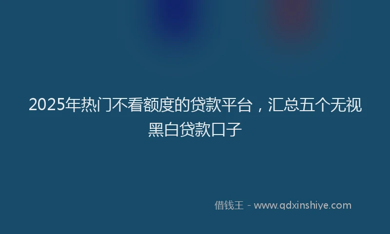 2025年热门不看额度的贷款平台，汇总五个无视黑白贷款口子