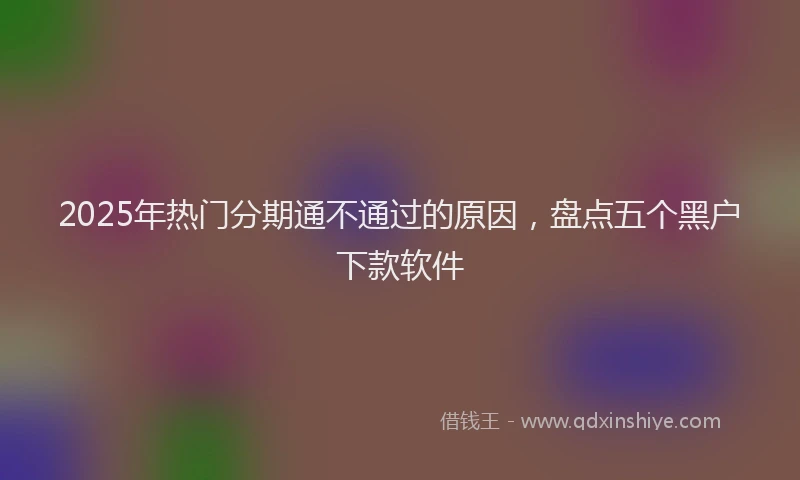 2025年热门分期通不通过的原因，盘点五个黑户下款软件