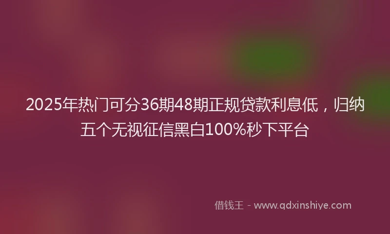 2025年热门可分36期48期正规贷款利息低，归纳五个无视征信黑白100%秒下平台