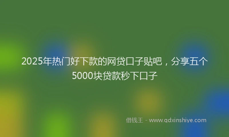 2025年热门好下款的网贷口子贴吧，分享五个5000块贷款秒下口子