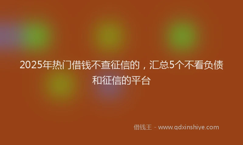 2025年热门借钱不查征信的，汇总5个不看负债和征信的平台