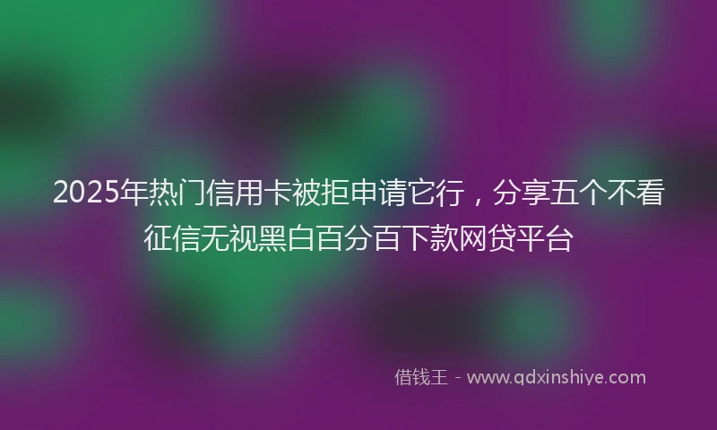 2025年热门信用卡被拒申请它行，分享五个不看征信无视黑白百分百下款网贷平台
