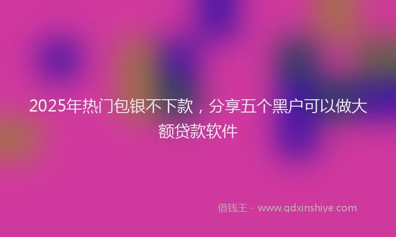 2025年热门包银不下款，分享五个黑户可以做大额贷款软件