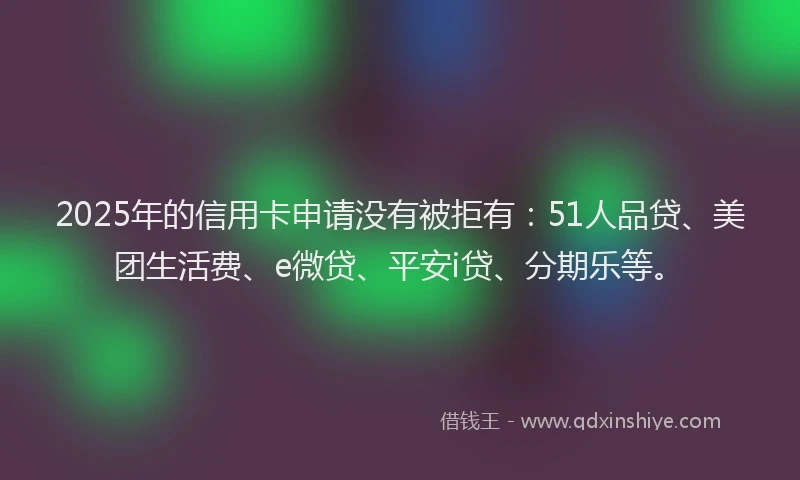 2025年的信用卡申请没有被拒有：51人品贷、美团生活费、e微贷、平安i贷、分期乐等。