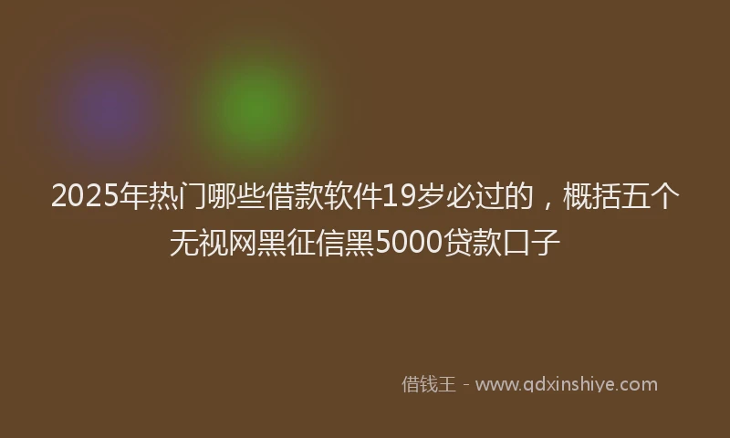 2025年热门哪些借款软件19岁必过的，概括五个无视网黑征信黑5000贷款口子