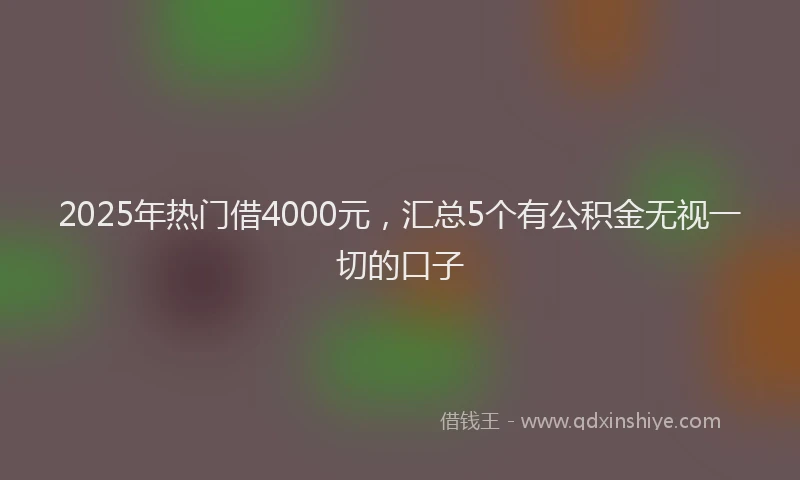 2025年热门借4000元，汇总5个有公积金无视一切的口子