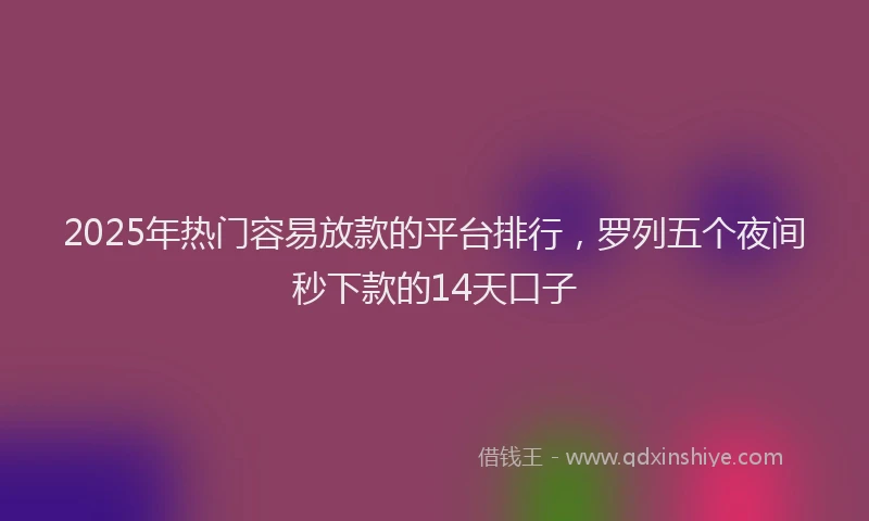 2025年热门容易放款的平台排行，罗列五个夜间秒下款的14天口子