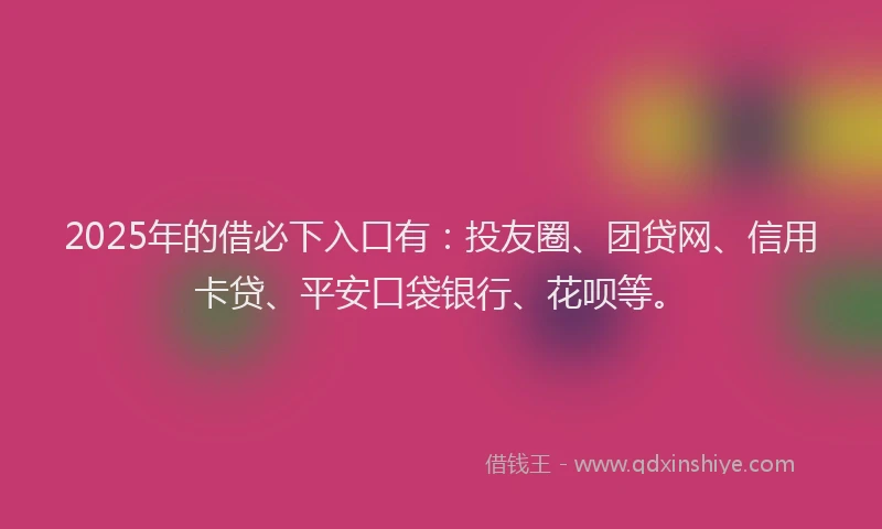 2025年的借必下入口有：投友圈、团贷网、信用卡贷、平安口袋银行、花呗等。