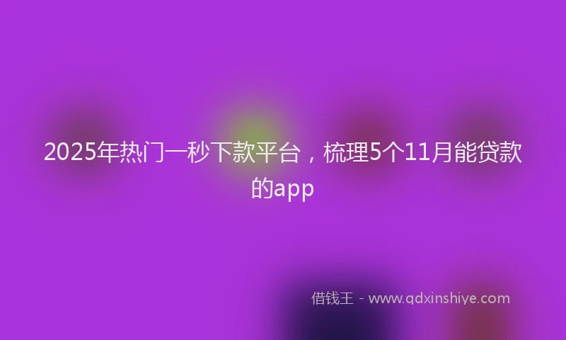 2025年热门一秒下款平台，梳理5个11月能贷款的app
