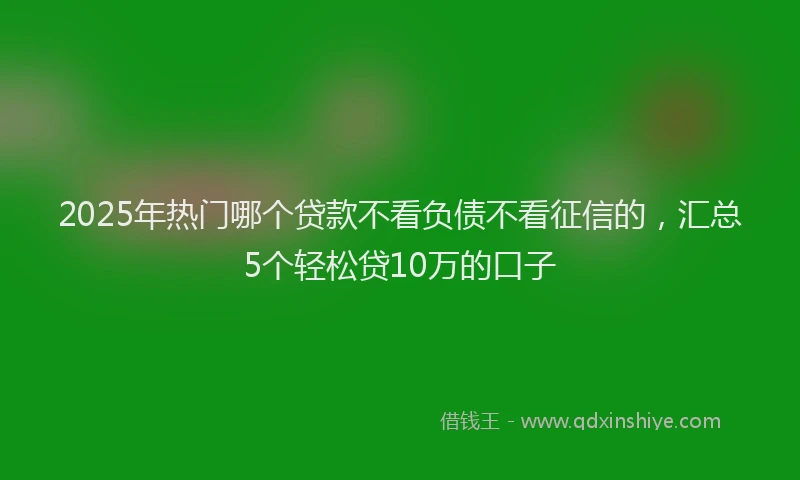 2025年热门哪个贷款不看负债不看征信的，汇总5个轻松贷10万的口子