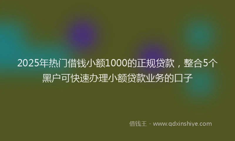 2025年热门借钱小额1000的正规贷款，整合5个黑户可快速办理小额贷款业务的口子