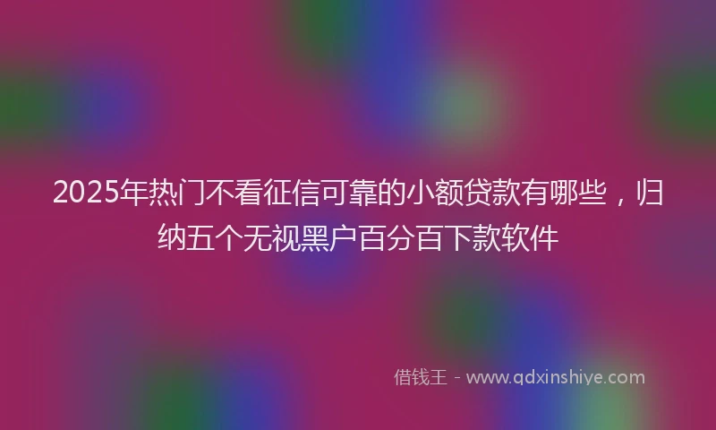 2025年热门不看征信可靠的小额贷款有哪些，归纳五个无视黑户百分百下款软件