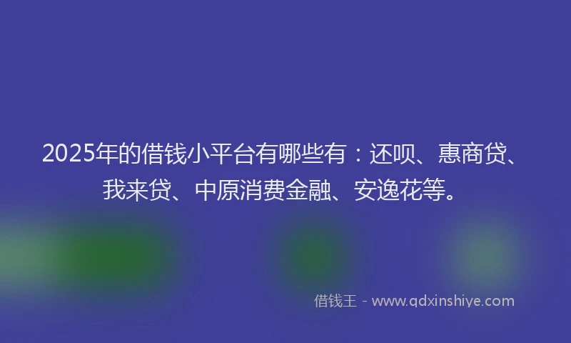 2025年的借钱小平台有哪些有：还呗、惠商贷、我来贷、中原消费金融、安逸花等。