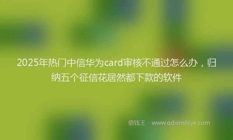 2025年热门中信华为card审核不通过怎么办，归纳五个征信花居然都下款的软件