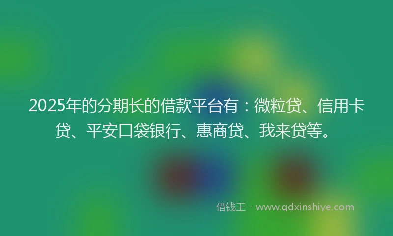 2025年的分期长的借款平台有：微粒贷、信用卡贷、平安口袋银行、惠商贷、我来贷等。