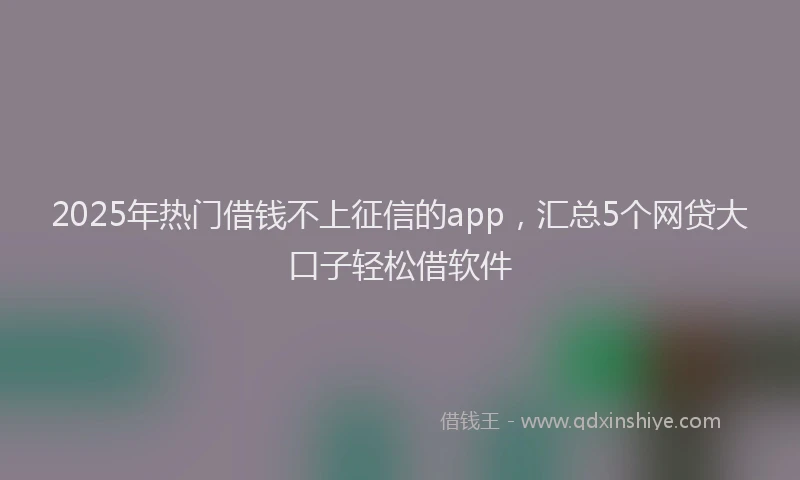 2025年热门借钱不上征信的app，汇总5个网贷大口子轻松借软件