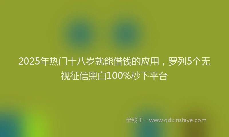 2025年热门十八岁就能借钱的应用，罗列5个无视征信黑白100%秒下平台