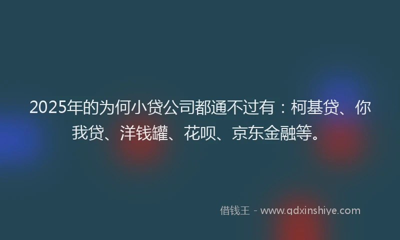 2025年的为何小贷公司都通不过有：柯基贷、你我贷、洋钱罐、花呗、京东金融等。