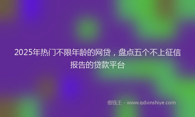 2025年热门不限年龄的网贷，盘点五个不上征信报告的贷款平台