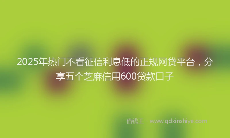 2025年热门不看征信利息低的正规网贷平台，分享五个芝麻信用600贷款口子