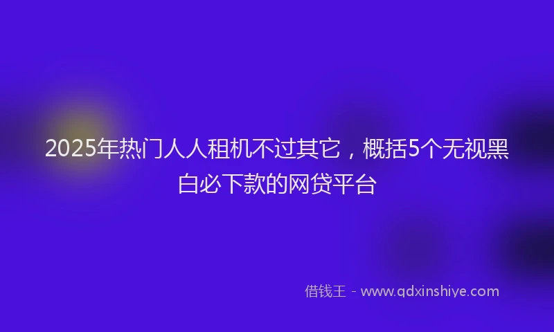 2025年热门人人租机不过其它，概括5个无视黑白必下款的网贷平台
