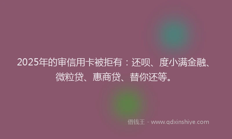 2025年的审信用卡被拒有：还呗、度小满金融、微粒贷、惠商贷、替你还等。