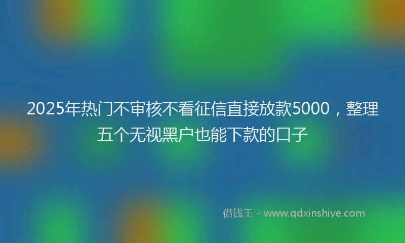 2025年热门不审核不看征信直接放款5000，整理五个无视黑户也能下款的口子