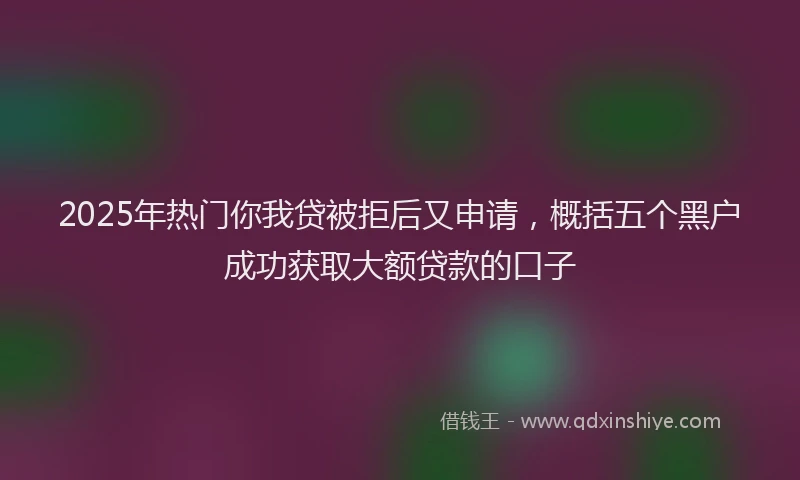 2025年热门你我贷被拒后又申请，概括五个黑户成功获取大额贷款的口子