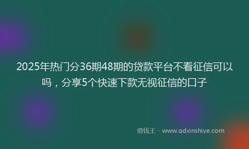2025年热门分36期48期的贷款平台不看征信可以吗，分享5个快速下款无视征信的口子