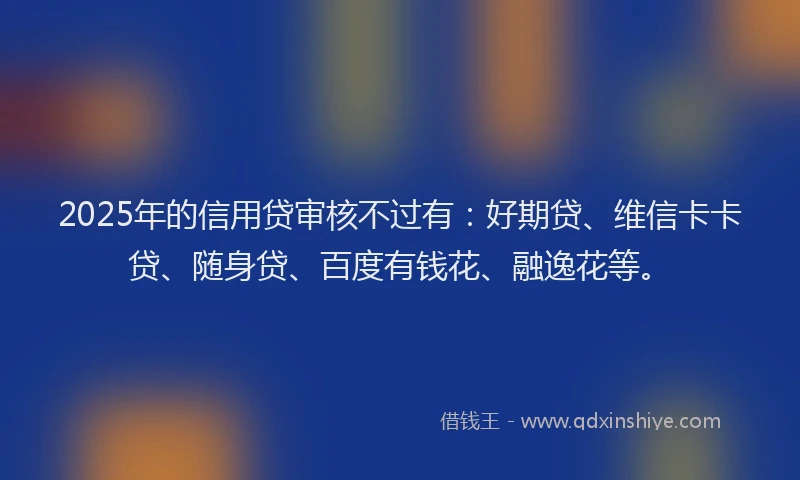 2025年的信用贷审核不过有：好期贷、维信卡卡贷、随身贷、百度有钱花、融逸花等。