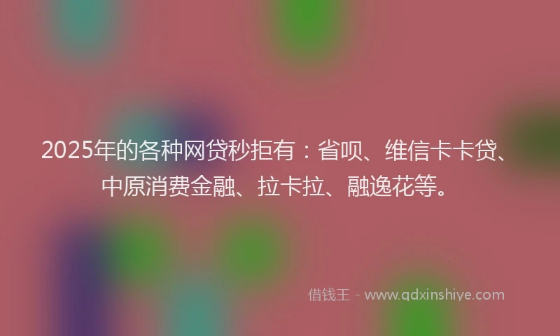 2025年的各种网贷秒拒有：省呗、维信卡卡贷、中原消费金融、拉卡拉、融逸花等。