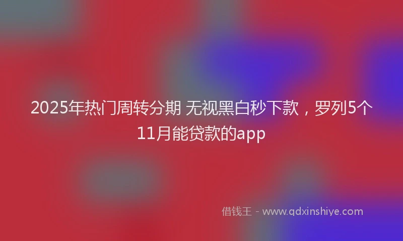 2025年热门周转分期 无视黑白秒下款，罗列5个11月能贷款的app
