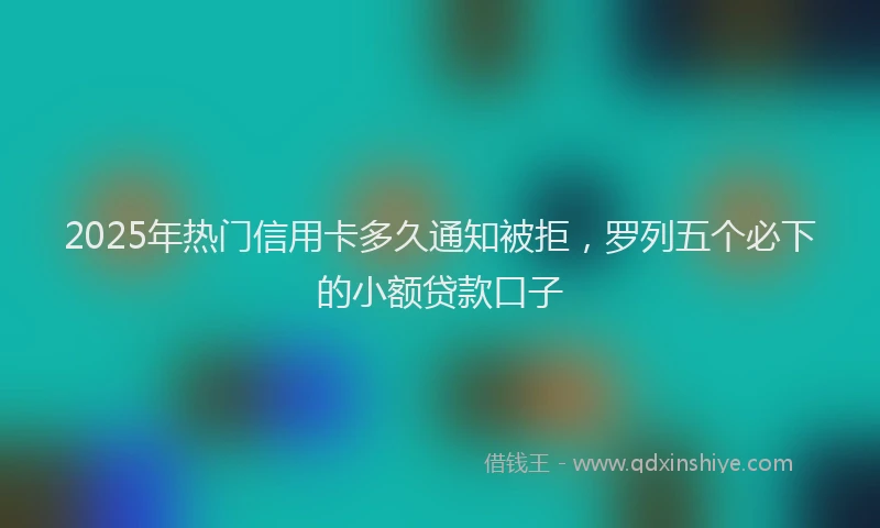 2025年热门信用卡多久通知被拒，罗列五个必下的小额贷款口子