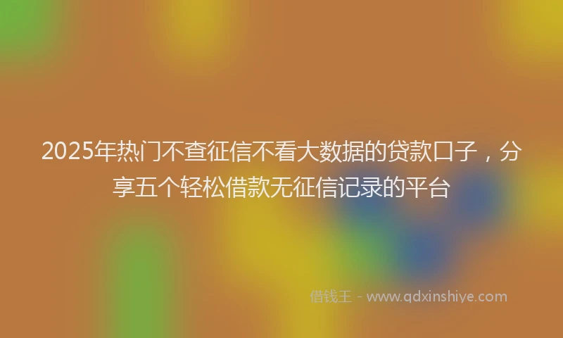 2025年热门不查征信不看大数据的贷款口子，分享五个轻松借款无征信记录的平台