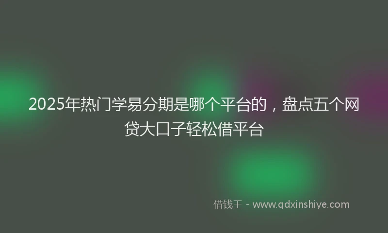 2025年热门学易分期是哪个平台的，盘点五个网贷大口子轻松借平台