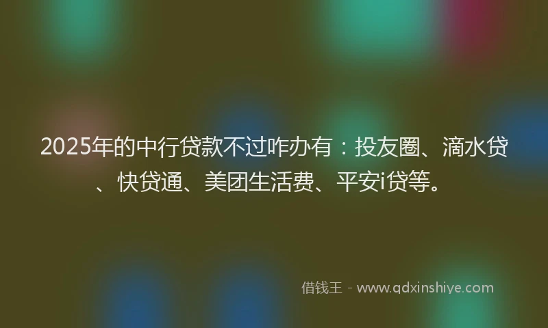 2025年的中行贷款不过咋办有：投友圈、滴水贷、快贷通、美团生活费、平安i贷等。