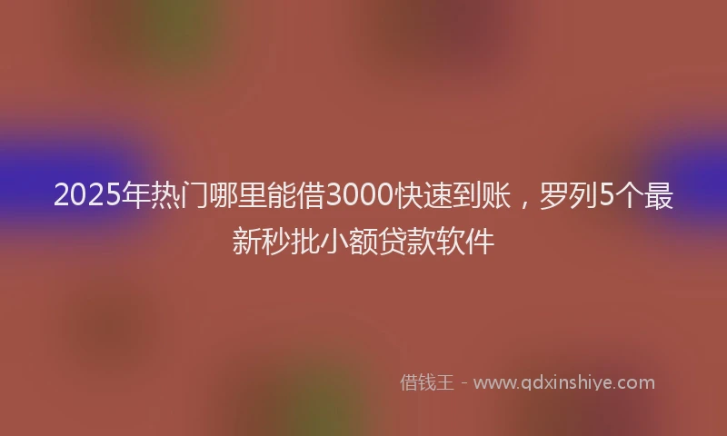 2025年热门哪里能借3000快速到账，罗列5个最新秒批小额贷款软件