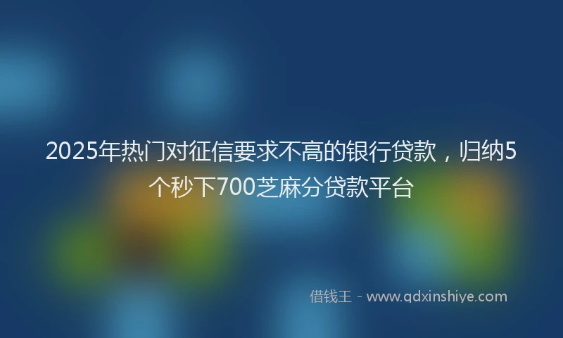2025年热门对征信要求不高的银行贷款，归纳5个秒下700芝麻分贷款平台