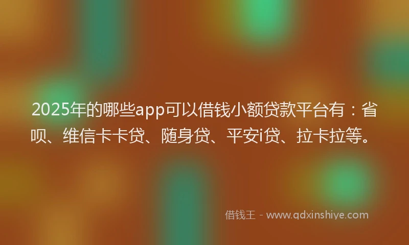 2025年的哪些app可以借钱小额贷款平台有：省呗、维信卡卡贷、随身贷、平安i贷、拉卡拉等。