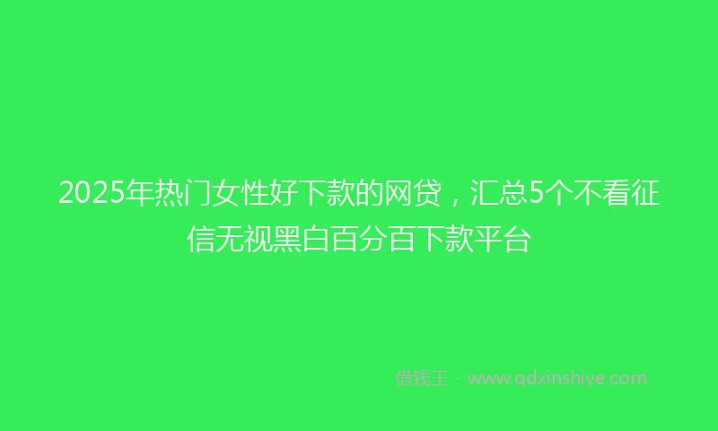 2025年热门女性好下款的网贷，汇总5个不看征信无视黑白百分百下款平台