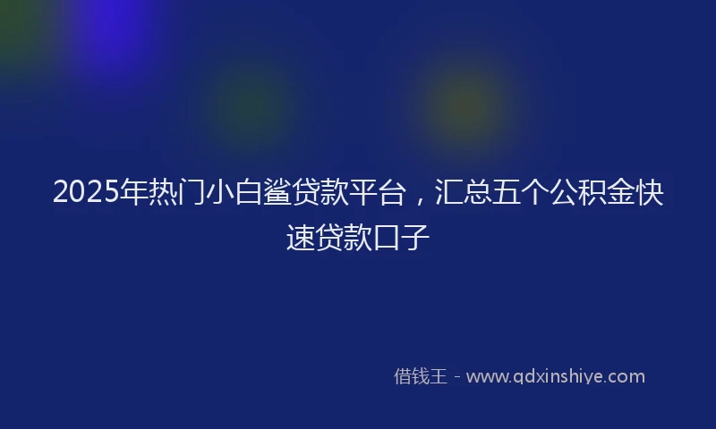 2025年热门小白鲨贷款平台,汇总五个公积金快速贷款口子