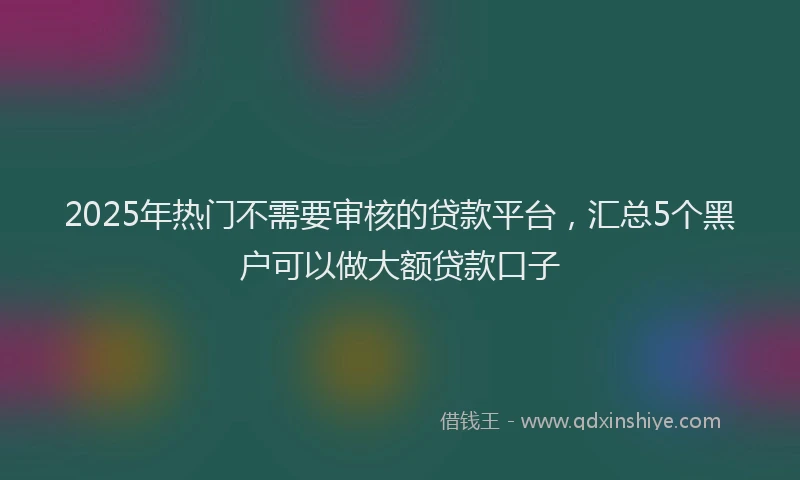 2025年热门不需要审核的贷款平台，汇总5个黑户可以做大额贷款口子