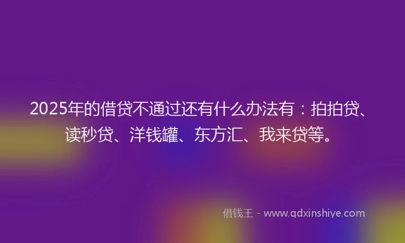 2025年的借贷不通过还有什么办法有：拍拍贷、读秒贷、洋钱罐、东方汇、我来贷等。