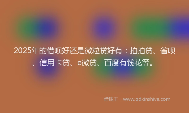 2025年的借呗好还是微粒贷好有：拍拍贷、省呗、信用卡贷、e微贷、百度有钱花等。